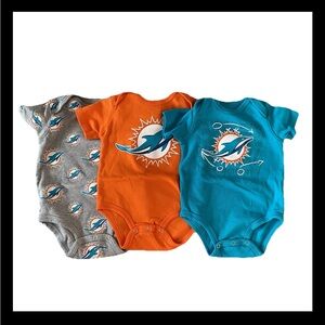 NWOT Miami Dolphins NFL One Piece Set of 3 - Teal, Orange, Gray